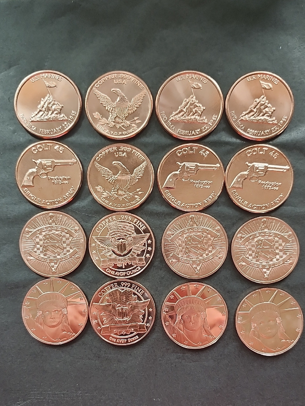 1oz. Pure Copper  Rounds 16 Total